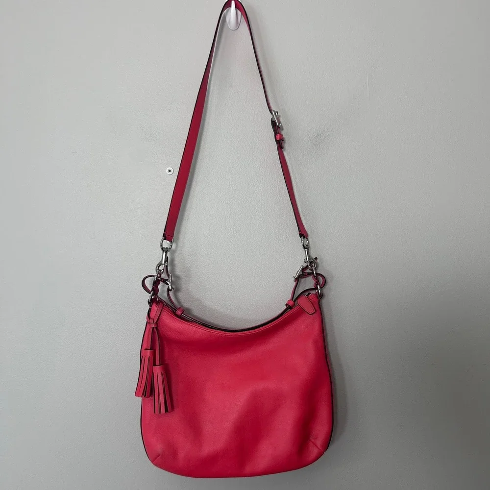 Coach Legacy Courtenay Hobo Purse 2 Way Shoulder Bag Bright Coral Style #22381